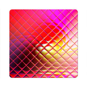 Магнит виниловый Квадрат с принтом Зеркальная сетка в Новосибирске, полимерный материал с магнитным слоем | размер 9*9 см, закругленные углы | Тематика изображения на принте: зеркало | искажение | красный | оранжевый | розовый | сетка | стекло | фиолетовый