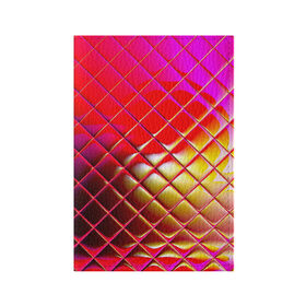 Обложка для паспорта матовая кожа с принтом Зеркальная сетка в Новосибирске, натуральная матовая кожа | размер 19,3 х 13,7 см; прозрачные пластиковые крепления | Тематика изображения на принте: зеркало | искажение | красный | оранжевый | розовый | сетка | стекло | фиолетовый