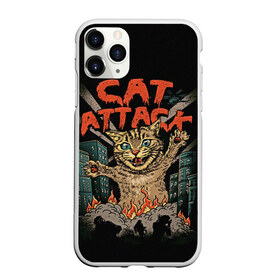 Чехол для iPhone 11 Pro Max матовый с принтом Нападение гигантского котика в Новосибирске, Силикон |  | attack | attacks | big | cat | cats | catzilla | city | cute | flame | flames | kaiju | kitten | kitty | атака | атакует | большой | город | кайдзю | катастрофа | кот | котенок | котзилла | котик | котострофа | милый | нападает | огонь | огро