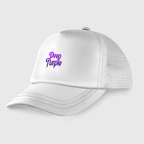 Детская кепка тракер с принтом Deep Purple в Новосибирске, Козырек - 100% хлопок. Кепка - 100% полиэстер, Задняя часть - сетка | универсальный размер, пластиковая застёжка | deep purple | альбом | гловер | группа | дееп | деп | ди | дип | диперпл | дипперпл | иэн гиллан | иэн пэйс | лого | логотип | метал | морс | пепл | перпл | прогрессивный | психоделический | рок | символ | хард