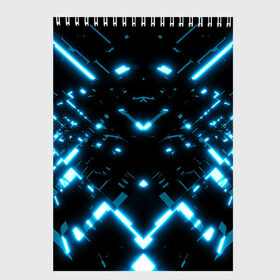 Скетчбук с принтом Neon Lights в Новосибирске, 100% бумага
 | 48 листов, плотность листов — 100 г/м2, плотность картонной обложки — 250 г/м2. Листы скреплены сверху удобной пружинной спиралью | Тематика изображения на принте: blue | cyberpunk2077 | girl | neon | неон | неоновая