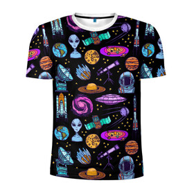 Мужская футболка 3D спортивная с принтом космос в Новосибирске, 100% полиэстер с улучшенными характеристиками | приталенный силуэт, круглая горловина, широкие плечи, сужается к линии бедра | астрономия | вселенная | галактика | графика | гуманоид | звезды | инопланетяне | космос | нло | прешелец
