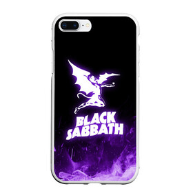 Чехол для iPhone 7Plus/8 Plus матовый с принтом Black Sabbath NEON в Новосибирске, Силикон | Область печати: задняя сторона чехла, без боковых панелей | Тематика изображения на принте: black sabbath | hard rock | heavy metal | purple | блэк сабат | группы | метал | музыка | оззи осборн | рок | фиолетовый | хард рок | хэви метал