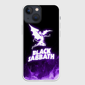 Чехол для iPhone 13 mini с принтом Black Sabbath NEON в Новосибирске,  |  | black sabbath | hard rock | heavy metal | purple | блэк сабат | группы | метал | музыка | оззи осборн | рок | фиолетовый | хард рок | хэви метал
