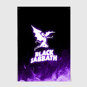 Постер с принтом Black Sabbath NEON в Новосибирске, 100% бумага
 | бумага, плотность 150 мг. Матовая, но за счет высокого коэффициента гладкости имеет небольшой блеск и дает на свету блики, но в отличии от глянцевой бумаги не покрыта лаком | Тематика изображения на принте: black sabbath | hard rock | heavy metal | purple | блэк сабат | группы | метал | музыка | оззи осборн | рок | фиолетовый | хард рок | хэви метал