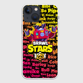 Чехол для iPhone 13 mini с принтом Brawl Stars Surge в Новосибирске,  |  | 8 bit | brawl | bull | carl | colt | crow | darryl | dinamike | game | leon | max | piper | poco | sandy | spike | stars | surge | бравл | бравлер | бравлеры | ворон | игра | леон | персонаж | спайк | старз | старс