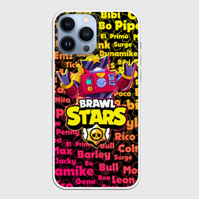 Чехол для iPhone 13 Pro Max с принтом Brawl Stars Surge в Новосибирске,  |  | 8 bit | brawl | bull | carl | colt | crow | darryl | dinamike | game | leon | max | piper | poco | sandy | spike | stars | surge | бравл | бравлер | бравлеры | ворон | игра | леон | персонаж | спайк | старз | старс