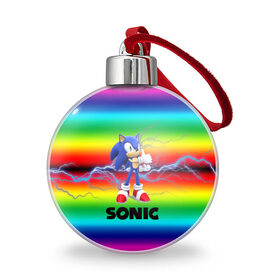 Ёлочный шар с принтом SONIC RAINBOW в Новосибирске, Пластик | Диаметр: 77 мм | hedgehog | metal sonic | silver | silver the hedgehog | sonic | sonic boom | sonic the hedgehog | ёж сонник | игры | соник | фильмы