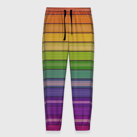 Мужские брюки 3D с принтом Радужные линии в Новосибирске, 100% полиэстер | манжеты по низу, эластичный пояс регулируется шнурком, по бокам два кармана без застежек, внутренняя часть кармана из мелкой сетки | вертикальные линии | вертикальный рисунок | линии | радуга | цвета | яркие цвета