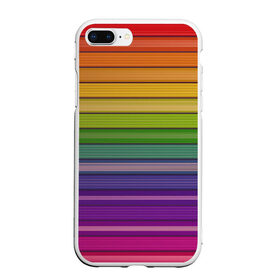Чехол для iPhone 7Plus/8 Plus матовый с принтом Радужные линии в Новосибирске, Силикон | Область печати: задняя сторона чехла, без боковых панелей | вертикальные линии | вертикальный рисунок | линии | радуга | цвета | яркие цвета