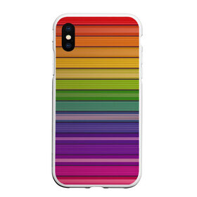 Чехол для iPhone XS Max матовый с принтом Радужные линии в Новосибирске, Силикон | Область печати: задняя сторона чехла, без боковых панелей | вертикальные линии | вертикальный рисунок | линии | радуга | цвета | яркие цвета