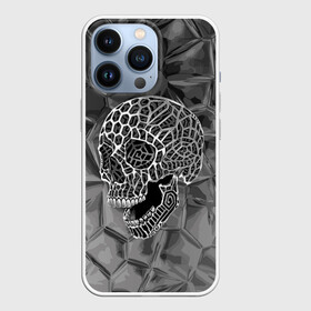 Чехол для iPhone 13 Pro с принтом Cell skull в Новосибирске,  |  | cell | grin | jaw | metal | skull | teeth | зубы | металл | оскал | пасть | соты | череп