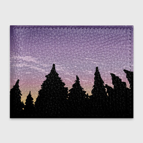 Обложка для студенческого билета с принтом Лес под ночным небом в Новосибирске, натуральная кожа | Размер: 11*8 см; Печать на всей внешней стороне | Тематика изображения на принте: вечер | градиент | закат | звездное небо | звезды | лес | небо | очертание | очертание леса | сумерки | тайга | фиолетовый | черный