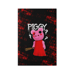 Обложка для паспорта матовая кожа с принтом ROBLOX PIGGY - СВИНКА ПИГГИ в Новосибирске, натуральная матовая кожа | размер 19,3 х 13,7 см; прозрачные пластиковые крепления | pig | piggy | roblox | игра | компьютерная игра | логотип | онлайн | онлайн игра | пигги | поросенок | роблакс | роблокс | свинка | свинья