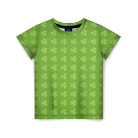 Детская футболка 3D с принтом Клевер в Новосибирске, 100% гипоаллергенный полиэфир | прямой крой, круглый вырез горловины, длина до линии бедер, чуть спущенное плечо, ткань немного тянется | Тематика изображения на принте: зелёный | клевер | светлый | тёмный | цветок | цветы