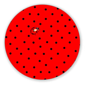 Коврик для мышки круглый с принтом Божья коровка на горошке в Новосибирске, резина и полиэстер | круглая форма, изображение наносится на всю лицевую часть | ladybug | pattern | summer | алый | арбуз | бабочки | вишня | горох | горошек | животные | жук | клубника | красный | круги | лапки | лето | насекомые | орнамент | паттерн | помада | прикольный | пузыри | пятнистый