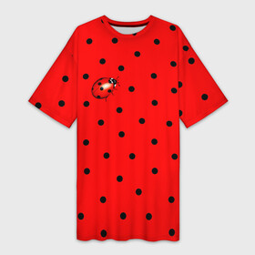 Платье-футболка 3D с принтом Божья коровка на горошке в Новосибирске,  |  | ladybug | pattern | summer | алый | арбуз | бабочки | вишня | горох | горошек | животные | жук | клубника | красный | круги | лапки | лето | насекомые | орнамент | паттерн | помада | прикольный | пузыри | пятнистый