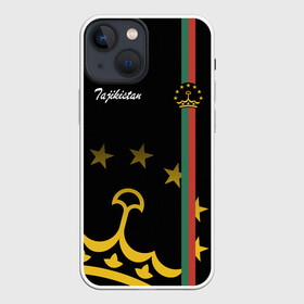 Чехол для iPhone 13 mini с принтом Таджикистан в Новосибирске,  |  | asia | coat of arms | crown | emblem | golden | republic | state | tajikistan | азия | герб | государство | золотая | корона | республика | таджикистан | эмблема