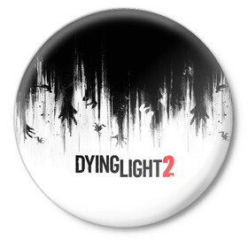 Значок с принтом Dying Light 2 в Новосибирске,  металл | круглая форма, металлическая застежка в виде булавки | 2 | 2021 | dying light | light | logo | techland | игра | красный | кровь | лого | логотип