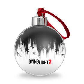 Ёлочный шар с принтом Dying Light 2 в Новосибирске, Пластик | Диаметр: 77 мм | 2 | 2021 | dying light | light | logo | techland | игра | красный | кровь | лого | логотип