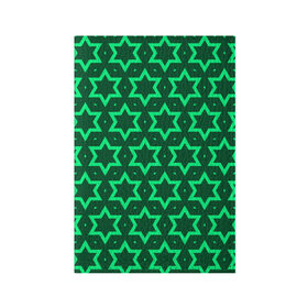 Обложка для паспорта матовая кожа с принтом Звезда Давида в Новосибирске, натуральная матовая кожа | размер 19,3 х 13,7 см; прозрачные пластиковые крепления | Тематика изображения на принте: вертикальный рисунок | звезда | звезда давида | звёзды | звезды давида | зеленый | зеленый узор | светлый | тёмный | узор