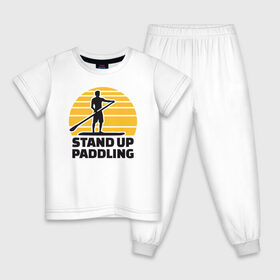 Детская пижама хлопок с принтом Stand up paddling в Новосибирске, 100% хлопок |  брюки и футболка прямого кроя, без карманов, на брюках мягкая резинка на поясе и по низу штанин
 | Тематика изображения на принте: serfing | sup serfing | sup серфинг | сап серфинг | серфинг