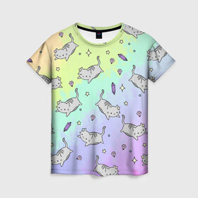 Женская футболка 3D с принтом КАВАЙНЫЕ КОТИКИ в Новосибирске, 100% полиэфир ( синтетическое хлопкоподобное полотно) | прямой крой, круглый вырез горловины, длина до линии бедер | animal | cat | cute | pet | аниме | животное | кавай | киса | кот | котэ | милое