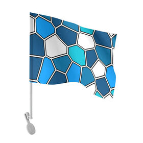 Флаг для автомобиля с принтом Ледяной витраж в Новосибирске, 100% полиэстер | Размер: 30*21 см | витраж | геометрия | зенит | сетка | синий | соты | футбол