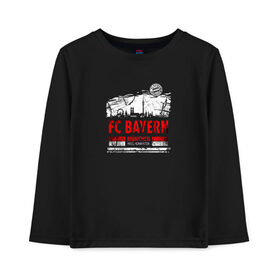 Детский лонгслив хлопок с принтом FC Bayern Munchen | Skyline (2021) в Новосибирске, 100% хлопок | круглый вырез горловины, полуприлегающий силуэт, длина до линии бедер | 0x000000123 | bayern munchen | fcb | бавария | мюнхен