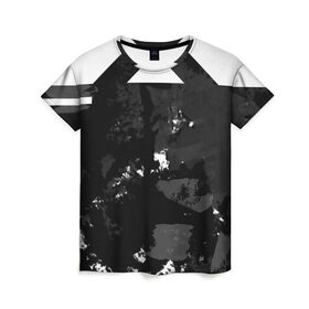 Женская футболка 3D с принтом Гранж-абстакция в Новосибирске, 100% полиэфир ( синтетическое хлопкоподобное полотно) | прямой крой, круглый вырез горловины, длина до линии бедер | абстракция | геометрия | гранж | грязь | черно белый