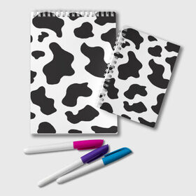 Блокнот с принтом COW PRINT в Новосибирске, 100% бумага | 48 листов, плотность листов — 60 г/м2, плотность картонной обложки — 250 г/м2. Листы скреплены удобной пружинной спиралью. Цвет линий — светло-серый
 | Тематика изображения на принте: animals | cow | cow print | корова | коровий принт
