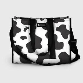 Сумка-шоппер 3D с принтом COW PRINT в Новосибирске, 100% полиэстер | застегивается на металлическую кнопку; внутренний карман застегивается на молнию. Стенки укреплены специальным мягким материалом, чтобы защитить содержимое от несильных ударов
 | animals | cow | cow print | корова | коровий принт