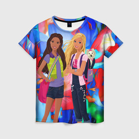 Женская футболка 3D с принтом Две подружки в Новосибирске, 100% полиэфир ( синтетическое хлопкоподобное полотно) | прямой крой, круглый вырез горловины, длина до линии бедер | девочкам | девушкам | друзья | лучшей подруге | подруги