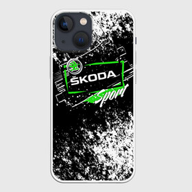 Чехол для iPhone 13 mini с принтом SKODA SPORT в Новосибирске,  |  | auto | autosport | avto | car | race | road | skoda | sport | street racing | авто | автоспорт | гонки | дорога | марка | машина | спорт | тачка | трасса | шкода