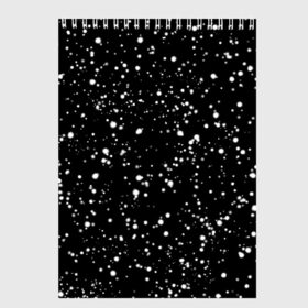 Скетчбук с принтом Seven в Новосибирске, 100% бумага
 | 48 листов, плотность листов — 100 г/м2, плотность картонной обложки — 250 г/м2. Листы скреплены сверху удобной пружинной спиралью | Тематика изображения на принте: black | seven | снег | футболка с цифрой 7 | цифра 7 | черная футболка в белую точку | черная футболка с цифрой 7