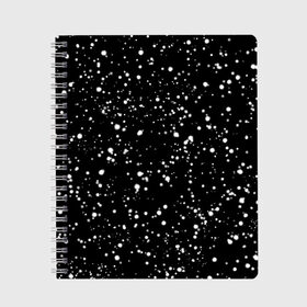 Тетрадь с принтом Snow в Новосибирске, 100% бумага | 48 листов, плотность листов — 60 г/м2, плотность картонной обложки — 250 г/м2. Листы скреплены сбоку удобной пружинной спиралью. Уголки страниц и обложки скругленные. Цвет линий — светло-серый
 | Тематика изображения на принте: snow | stars. звезды на футболке | в белую точку | звезды | кофта в белую точку | свитер в белую точку | снег | снег на черном фоне | футболка в белую точку | футболка в точку