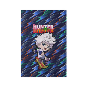 Обложка для паспорта матовая кожа с принтом Киллуа Hunter x Hunter в Новосибирске, натуральная матовая кожа | размер 19,3 х 13,7 см; прозрачные пластиковые крепления | anime | hunter | hunter x hunter | killua | zoldyck | аниме | зодиак | охотник | охотники