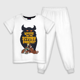 Детская пижама хлопок с принтом Scooby Snacks в Новосибирске, 100% хлопок |  брюки и футболка прямого кроя, без карманов, на брюках мягкая резинка на поясе и по низу штанин
 | Тематика изображения на принте: norville shaggy rogers | scooby doo | shaggy | vdzabma | норвилл шэгги роджерс | скуби ду | шэгги