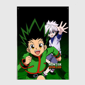 Постер с принтом Hunter x Hunter в Новосибирске, 100% бумага
 | бумага, плотность 150 мг. Матовая, но за счет высокого коэффициента гладкости имеет небольшой блеск и дает на свету блики, но в отличии от глянцевой бумаги не покрыта лаком | anime | hunter x hunter | аниме | гон фрикс | манга | охотник х охотник | хантер хантер | хантеры