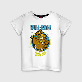 Детская футболка хлопок с принтом Ruh-Roh! в Новосибирске, 100% хлопок | круглый вырез горловины, полуприлегающий силуэт, длина до линии бедер | norville shaggy rogers | scooby doo | shaggy | vdzabma | норвилл шэгги роджерс | скуби ду | шэгги