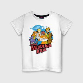 Детская футболка хлопок с принтом Meddling Kids в Новосибирске, 100% хлопок | круглый вырез горловины, полуприлегающий силуэт, длина до линии бедер | norville shaggy rogers | scooby doo | shaggy | vdzabma | норвилл шэгги роджерс | скуби ду | шэгги