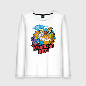 Женский лонгслив хлопок с принтом Meddling Kids в Новосибирске, 100% хлопок |  | norville shaggy rogers | scooby doo | shaggy | vdzabma | норвилл шэгги роджерс | скуби ду | шэгги