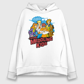 Женское худи Oversize хлопок с принтом Meddling Kids в Новосибирске, френч-терри — 70% хлопок, 30% полиэстер. Мягкий теплый начес внутри —100% хлопок | боковые карманы, эластичные манжеты и нижняя кромка, капюшон на магнитной кнопке | norville shaggy rogers | scooby doo | shaggy | vdzabma | норвилл шэгги роджерс | скуби ду | шэгги