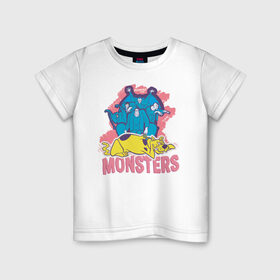 Детская футболка хлопок с принтом Monsters в Новосибирске, 100% хлопок | круглый вырез горловины, полуприлегающий силуэт, длина до линии бедер | Тематика изображения на принте: scooby doo | vdzabma | скуби ду