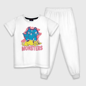 Детская пижама хлопок с принтом Monsters в Новосибирске, 100% хлопок |  брюки и футболка прямого кроя, без карманов, на брюках мягкая резинка на поясе и по низу штанин
 | Тематика изображения на принте: scooby doo | vdzabma | скуби ду