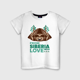 Детская футболка хлопок с принтом Из Сибири с любовью в Новосибирске, 100% хлопок | круглый вырез горловины, полуприлегающий силуэт, длина до линии бедер | bear | siberia | taiga | лес | медведь | мишка | россия | сибирь | тайга | хозяин тайги