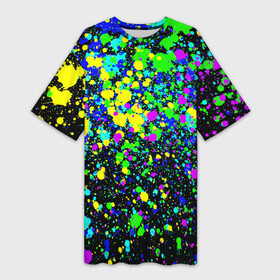 Платье-футболка 3D с принтом Неоновые краски лета в Новосибирске,  |  | neon | pattern | summer | акварель | арт | брызги | граффити | грязный | грязь | искусство | капли | кислотные | краска | лето | мазки | паттерн | пятна | пятнистый | радуга | радужный | разноцветный | текстура
