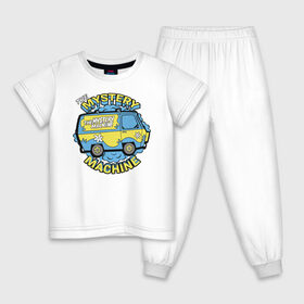Детская пижама хлопок с принтом Mystery Machine в Новосибирске, 100% хлопок |  брюки и футболка прямого кроя, без карманов, на брюках мягкая резинка на поясе и по низу штанин
 | Тематика изображения на принте: scooby doo | vdzabma | скуби ду
