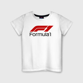 Детская футболка хлопок с принтом Формула 1 в Новосибирске, 100% хлопок | круглый вырез горловины, полуприлегающий силуэт, длина до линии бедер | f1 | formula 1 | автоспорт | алонсо | кими райкконен | королевские гонки | логотип. | льюис хэмилтон | макс ферстаппен | формула 1 | шарль леклер