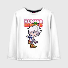 Детский лонгслив хлопок с принтом Киллуа Hunter x Hunter в Новосибирске, 100% хлопок | круглый вырез горловины, полуприлегающий силуэт, длина до линии бедер | anime | hunter | hunter x hunter | killua | zoldyck | аниме | зодиак | охотник | охотники